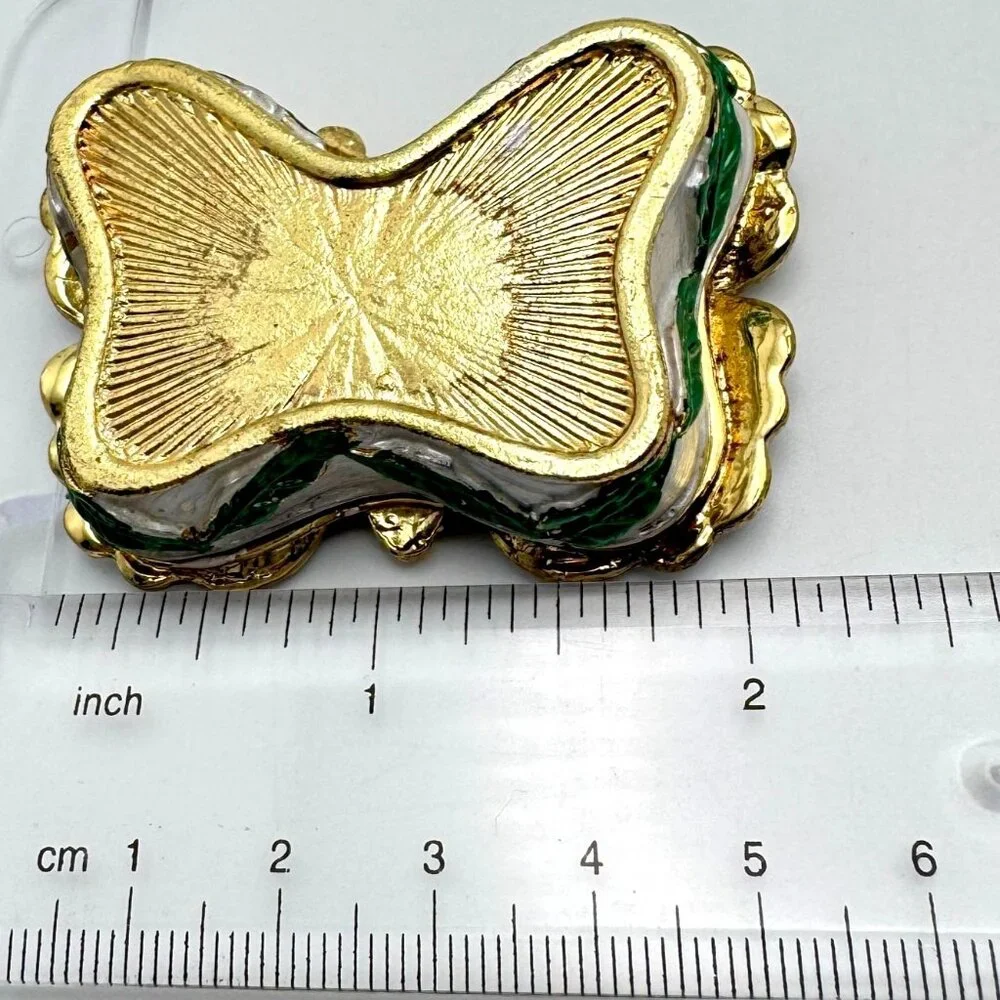 Butterfly Silver Blue Trinket Box Rhinestones Enamel Collectible Hinged Jewelry